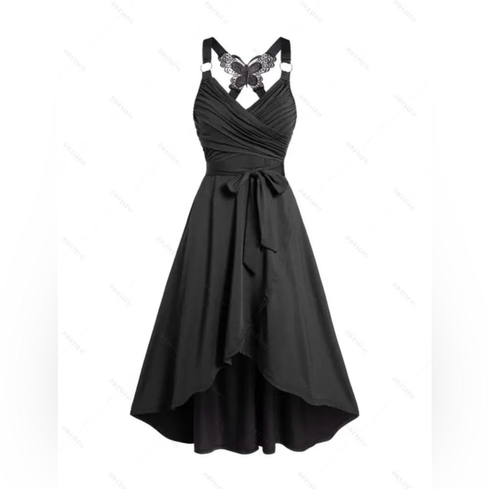 NIP Black Midi Dress with Butterfly Detail